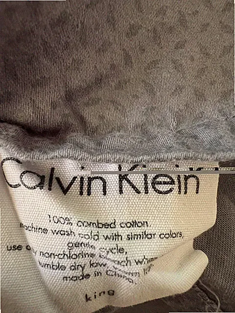 CALVIN KLEIN 100% Combed Cotton KING FLAT SHEET Blue Geometric Pattern Supersof