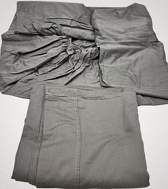 Calvin Klein 100% Cotton Flat & Fitted Sheet Set King Size Luxury Gray
