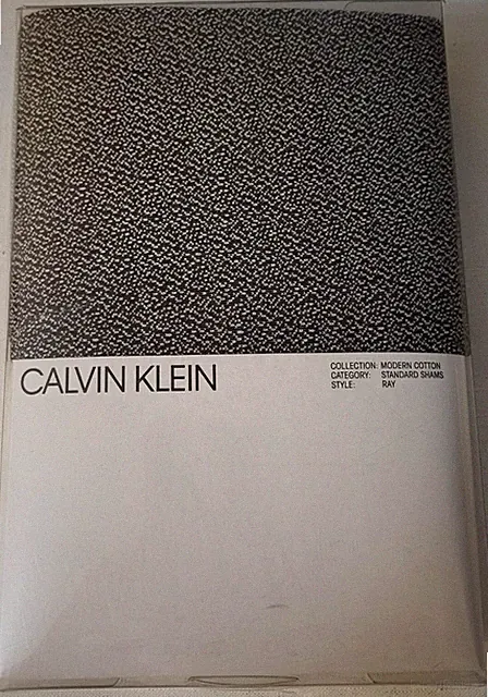 Calvin Klein ( 2 ) Standard Shams- RAY Modern Cotton Black/Cream- New