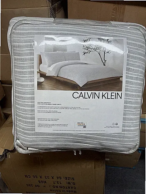Calvin Klein 3-Piece Cotton Reversible Stripe Comforter Set PEWTER GRAY STRIPE