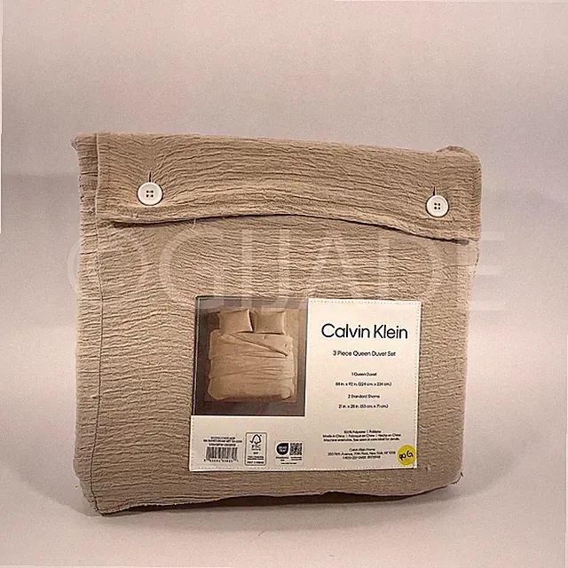 Calvin Klein 3Pcs Queen Duvet Set Shams Textured Cottage Brown New