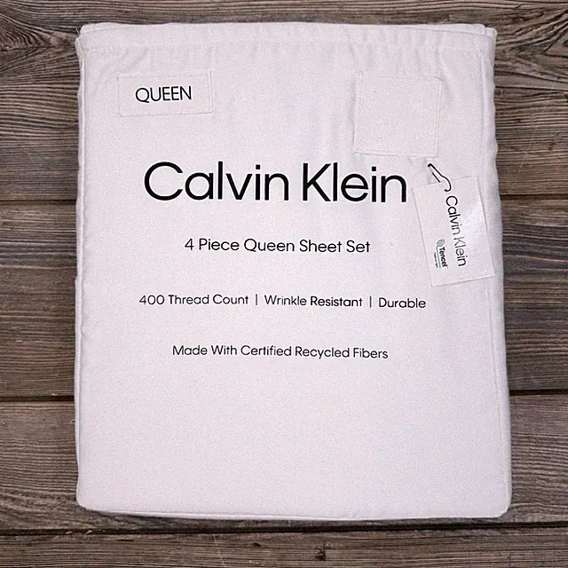 CALVIN KLEIN 4-Piece Queen Sheet Set 400 Thread Count Tencel Blend White NWT