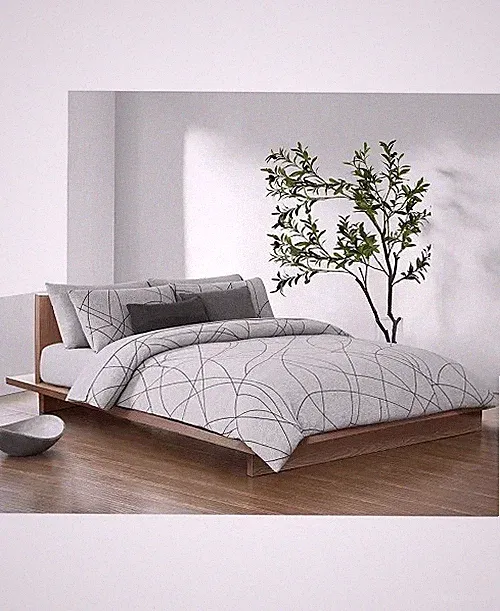Calvin Klein Body Scribble TWIN Duvet Cover Heathered Gray & Black Jersey Knit