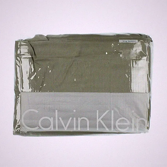 Calvin Klein Brown Taupe Diamond Pattern Cotton Bed skirt Bedding King M3020