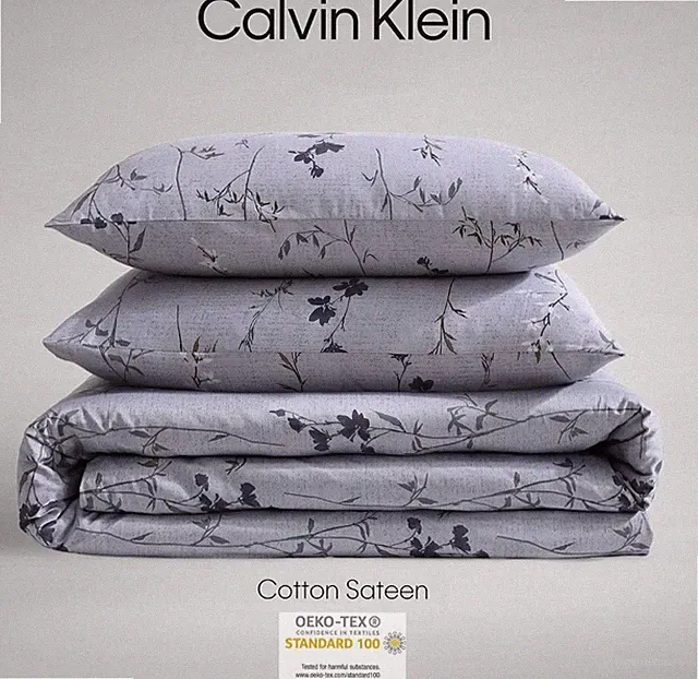CALVIN KLEIN DUSK WILD FLOWER QUEEN COMFORTER 2 SHAM SET NIGHT SKY BLUE VIOLETS