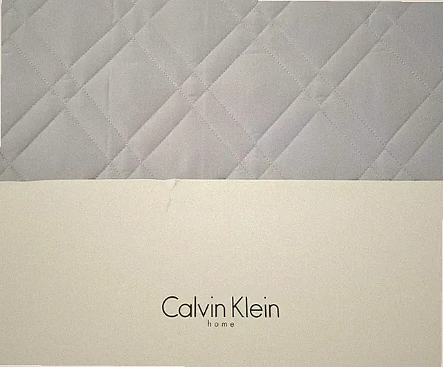 Calvin Klein Embroidery Silver / Blue Queen Quilt NIP