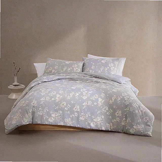 Calvin Klein Gray Ivory Eternity Floral King Comforter Set New $360
