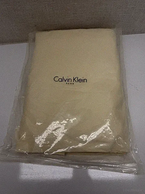 Calvin Klein Home King Bed Skirt Beige 100% Cotton New Italy