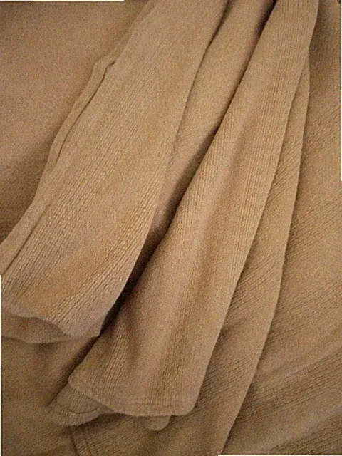 Calvin Klein Home KING SIZE Woven Blanket Tan Camel Color Cotton 104" X 100" MCM