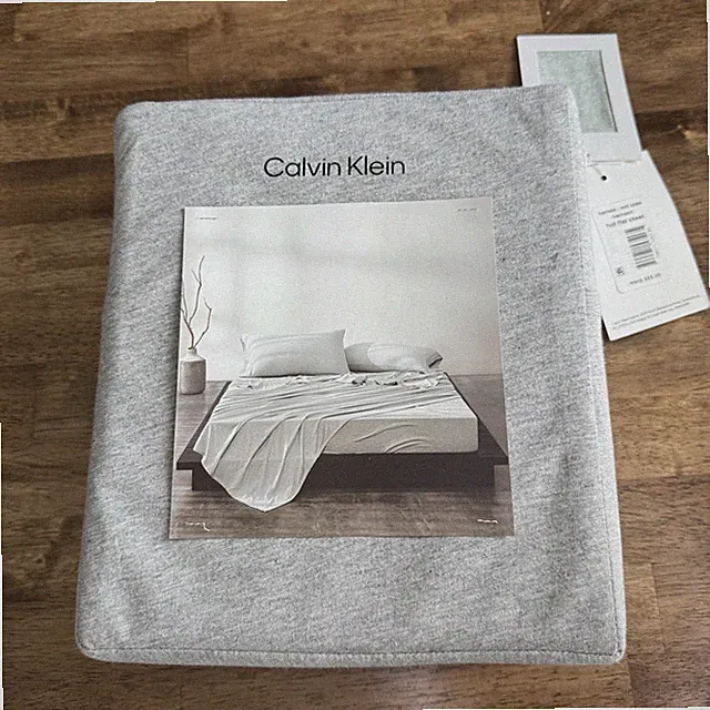 Calvin Klein Home Modern Cotton Harrison Full Flat Sheet Mint Sandstone