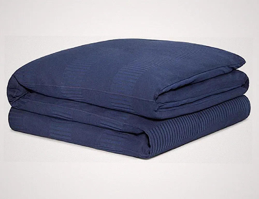 Calvin Klein Home Modern Cotton Steve Bedding, Twin Duvet, Navy