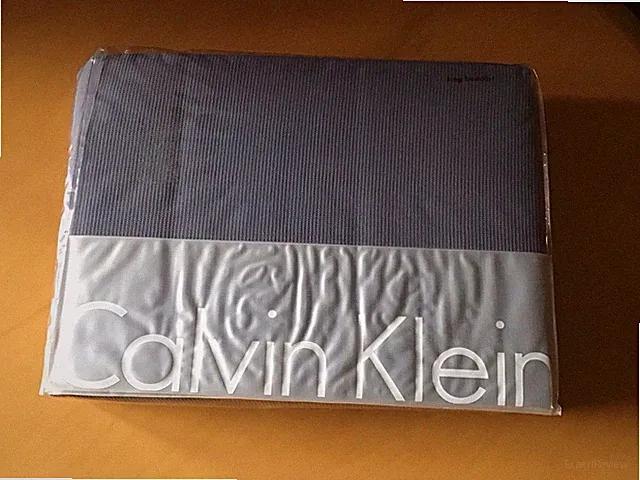 Calvin Klein KING Bedskirt 78" x 80" Baby Waffle 100%Cotton Lapis/ Lilac NEW