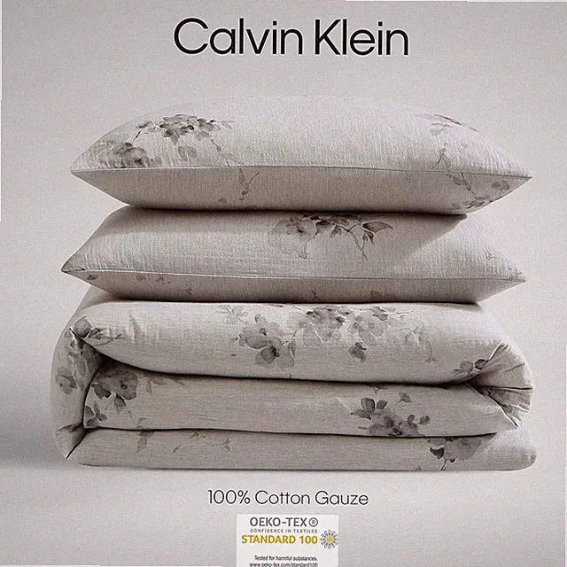 Calvin Klein King Duvet Cover Set,Soft 100% Cotton Gauze Mélange Bedding, 3 pcs