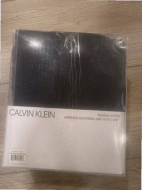 Calvin Klein Modern California King Harrison Cotton Fitted Sheet,Black. New!