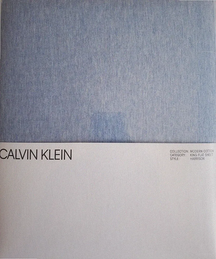 Calvin Klein Periwinkle Bedroom Modern Cotton Harrison Flat Sheet Size King Blue