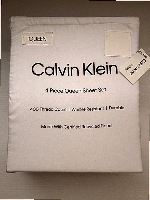 Calvin Klein QUEEN 4PC Sheet Set 400 TC White TENCEL Lyocell NEW