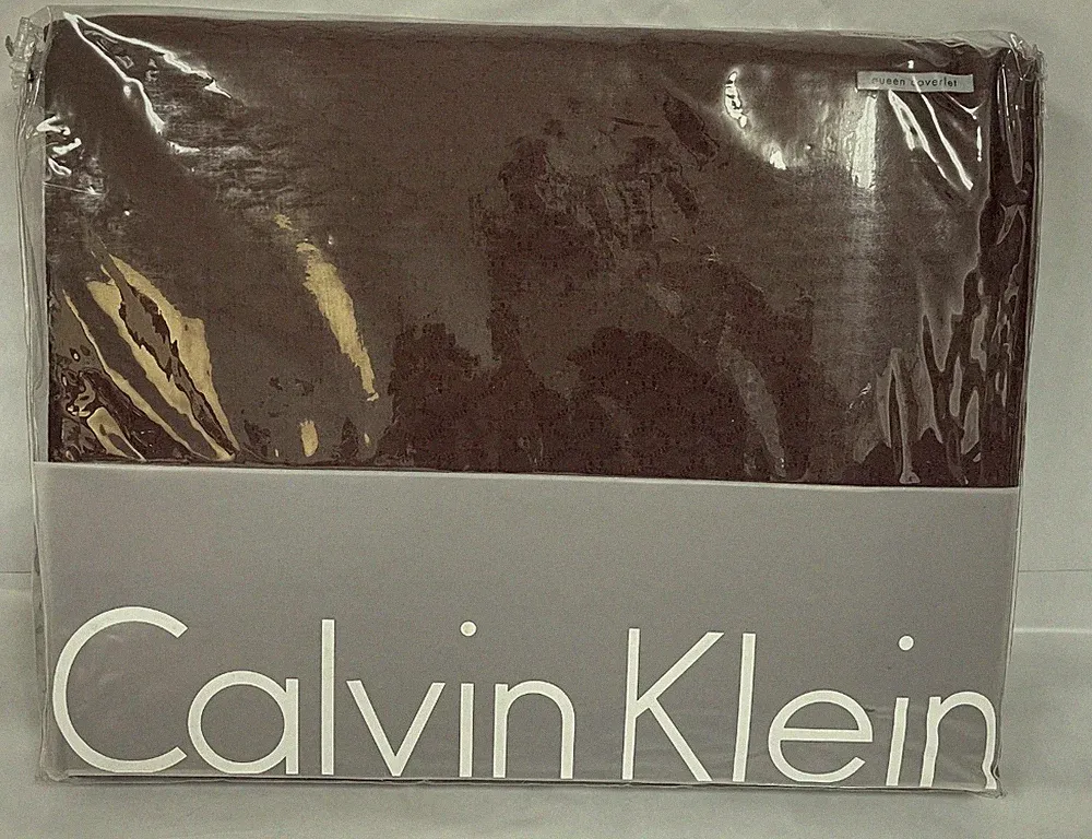 Calvin Klein Queen Coverlet Oval Bands Warm Plum Elm Blanket NEW Msrp $215