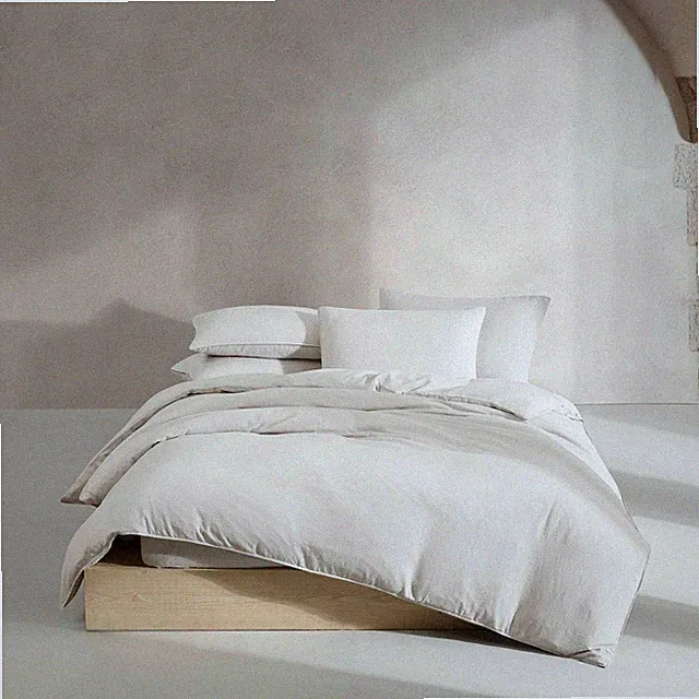 CALVIN KLEIN QUEEN DUVET COVER SET SOFT LINEN BLEND BEDDING - WHITE