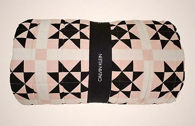 Calvin Klein Quilt Comforter Queen Abigail Cotton Geometric Star Black Pink