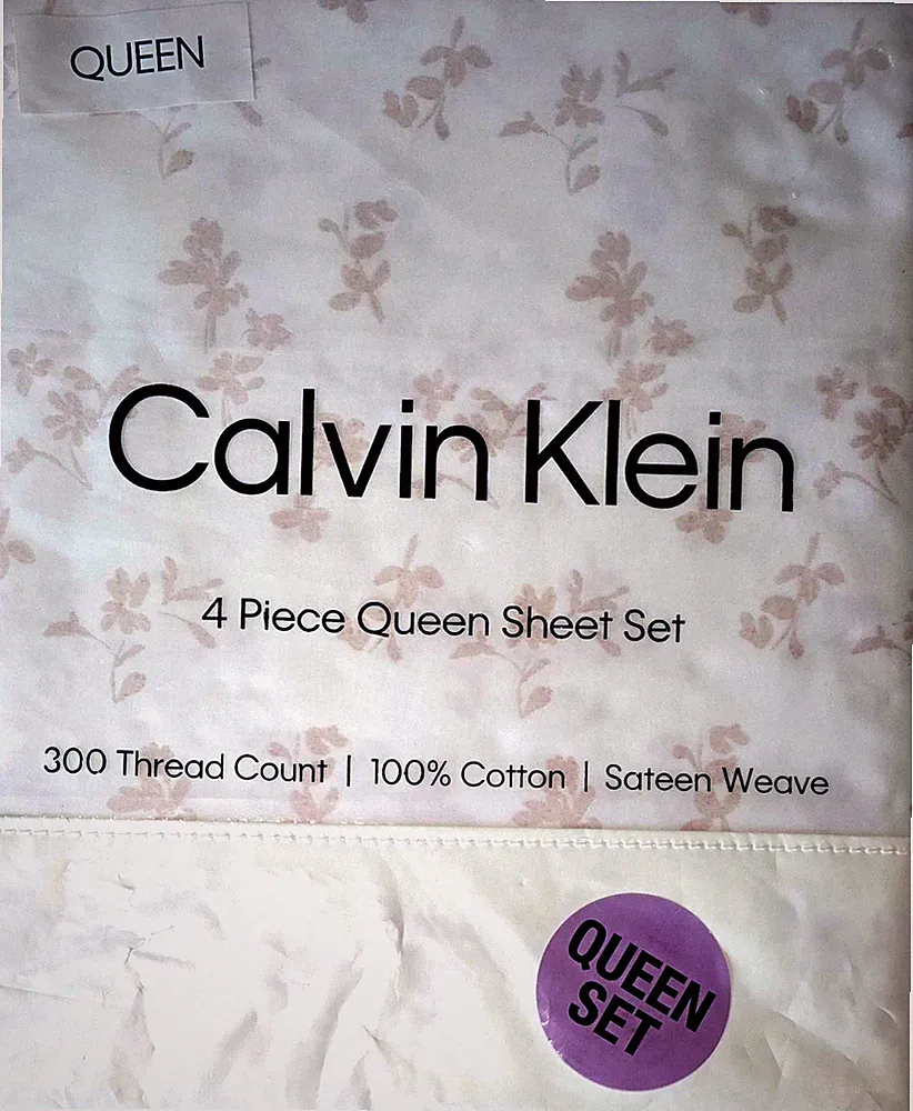 Calvin Klein Sateen Weave QUEEN Sheet Set, 300 TC, 100% Cotton