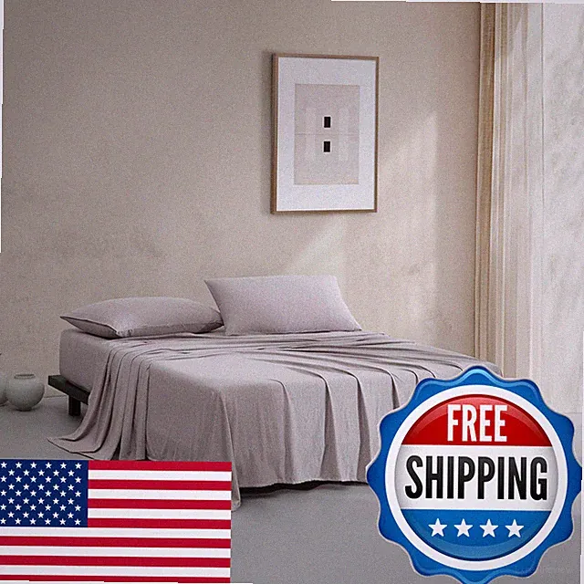 Calvin Klein - Twin Size Sheets Set Naturally Soft Cotton-Blend Melange Jersey