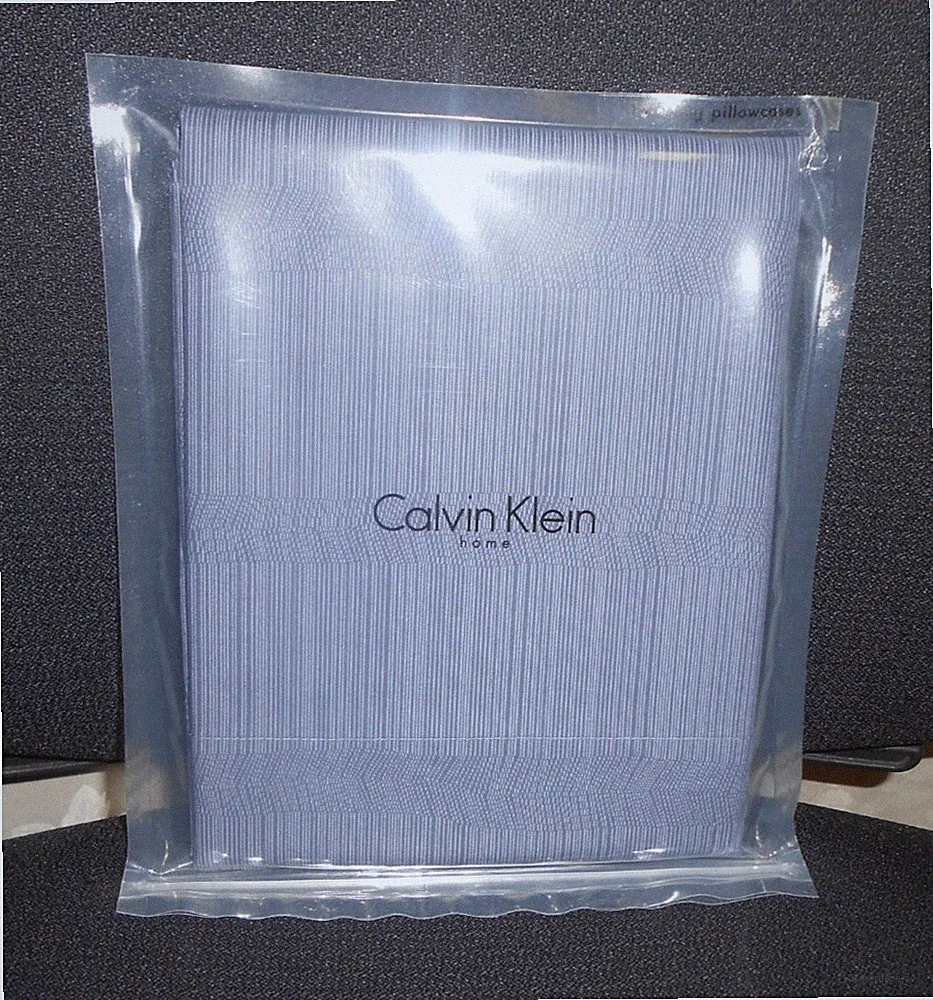 New CALVIN KLEIN BAMBOO FLOWERS KING Pillowcases Rythmic Stripe Hyacinth Cotton