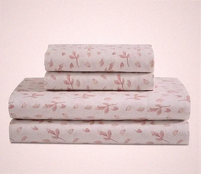 New Calvin Klein King Sheet Set FALLING PETALS Pink On Cream 4pc Cotton Sateen