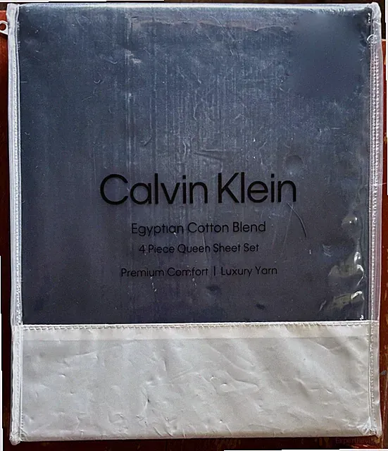 NEW CALVIN KLEIN Queen Size Sheet Set Egyptian Cotton Blend NAVY BLUE