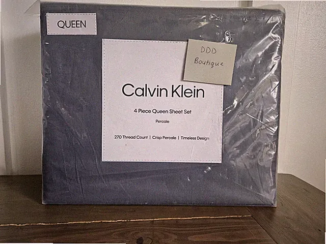 NIP Calvin Klein QUEEN Sheet Set Solid GRAY 270 TC PERCALE 4 pc SET OEKO-TEX