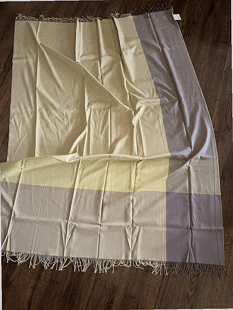 Vintage CALVIN KLEIN Home Brown Earth Tone Cotton Alpaca 50x70 Throw Blanket